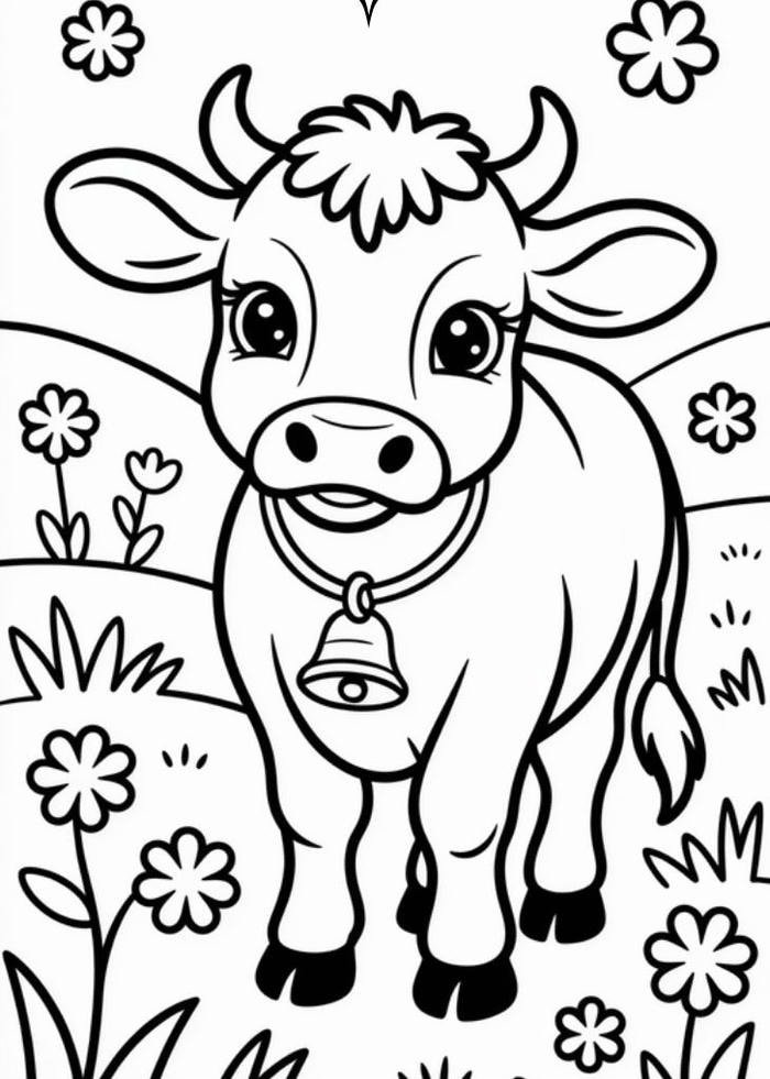 Bức hình tô màu con bò có cách thể hiện dễ hiểu
