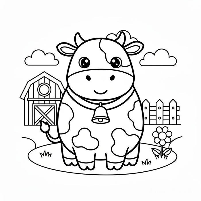 Bức hình tô màu con bò có cách trình bày đơn giản