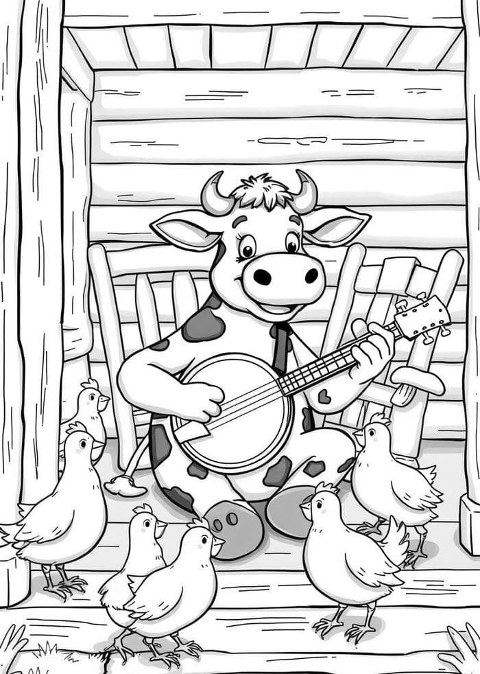 Bức hình tô màu con bò có hình dáng rõ ràng