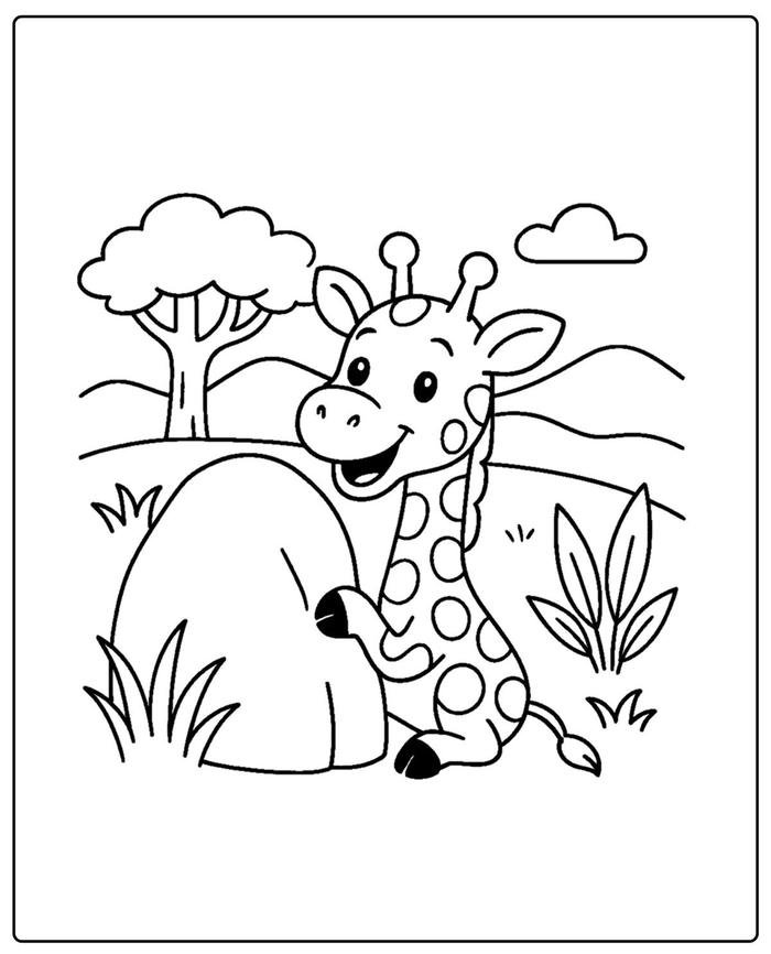 Bức hình tô màu hươu cao cổ giúp kiểm soát màu tốt