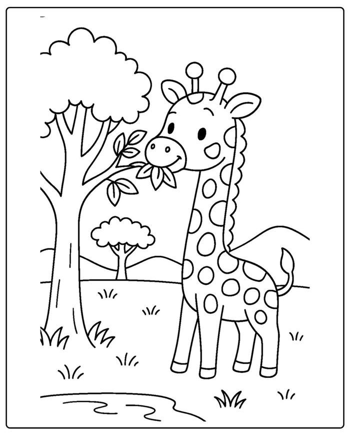 Bức hình tô màu hươu cao cổ giúp tô kín hình nhanh hơn