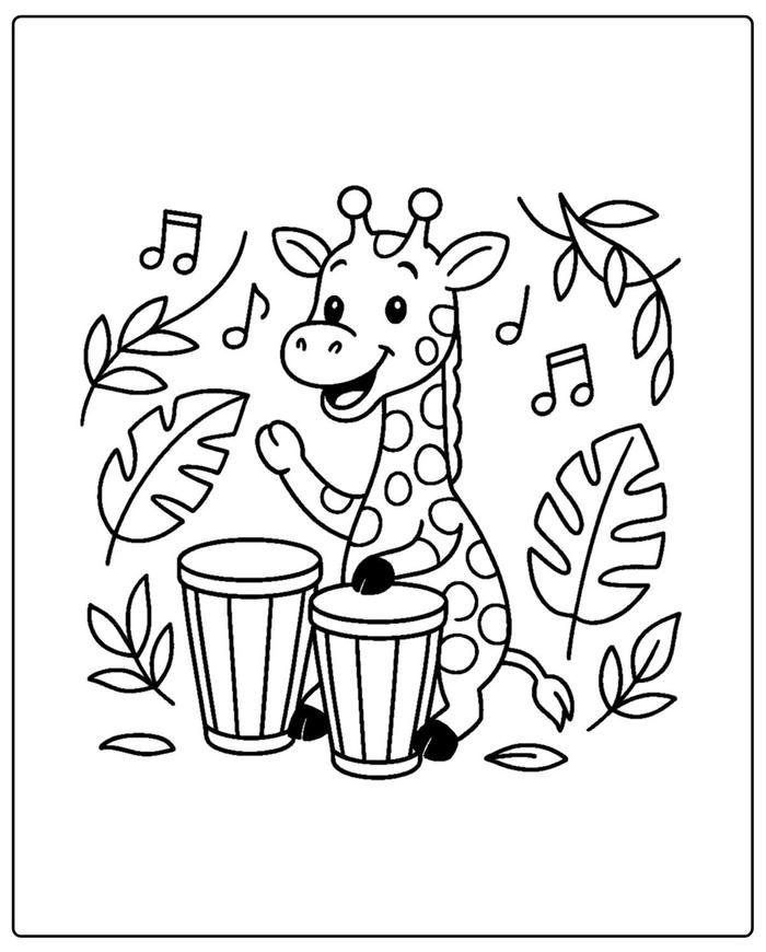 Bức hình tô màu hươu cao cổ tạo cảm giác tô màu thoải mái