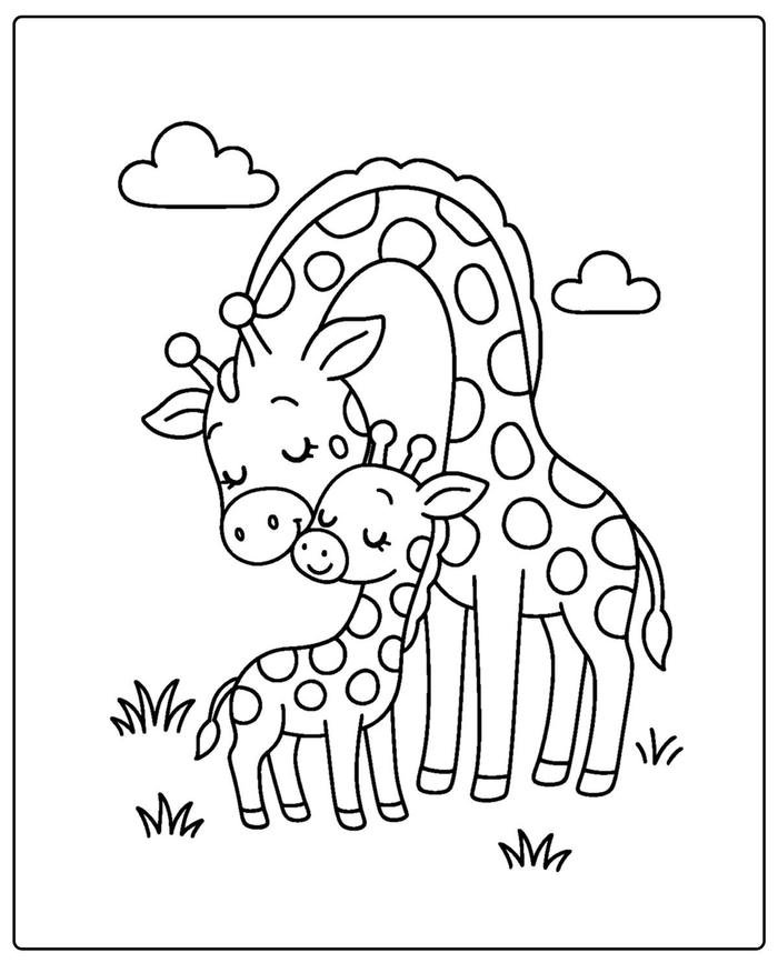 Bức hình tô màu hươu cao cổ tạo điều kiện phối màu đều tay