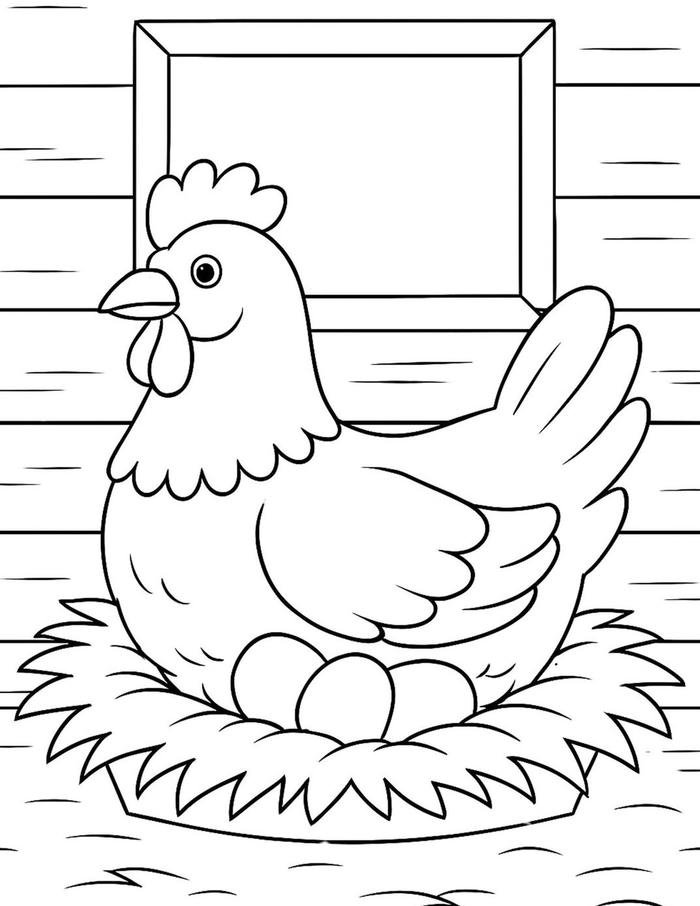 Bức hình tranh tô màu con gà dành cho trẻ đã quen tô màu