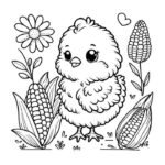 Bức hình tranh tô màu con gà dành cho trẻ thích chi tiết