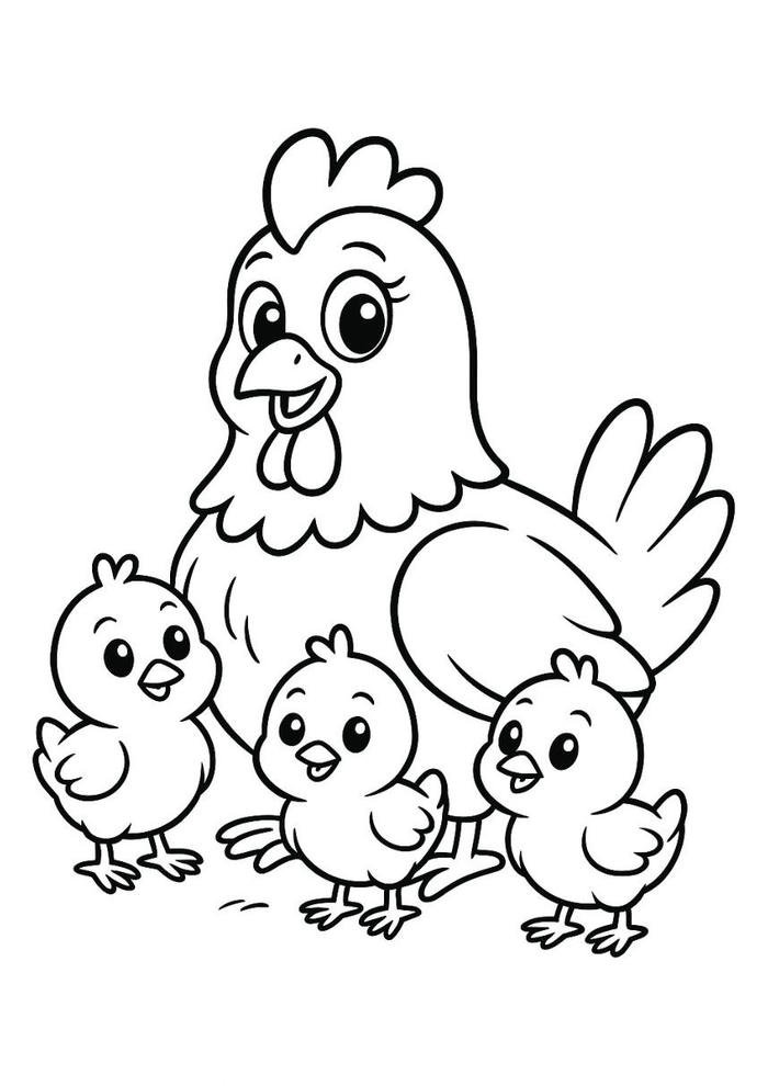 Bức hình tranh tô màu con gà giúp bé tập làm quen bút màu