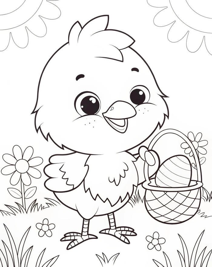 Bức hình tranh tô màu con gà giúp trẻ rèn khả năng tô kín