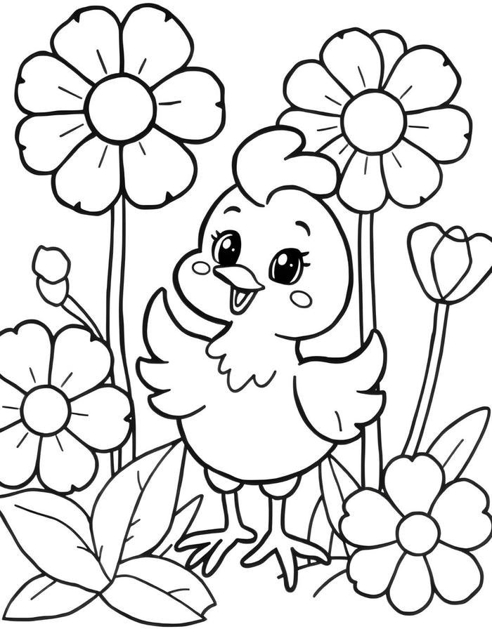 Bức hình tranh tô màu con gà phù hợp cho trẻ làm quen màu sắc