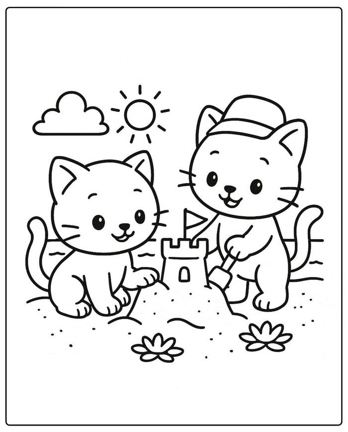 Bức hình tranh tô màu con mèo dành cho buổi tô kéo dài