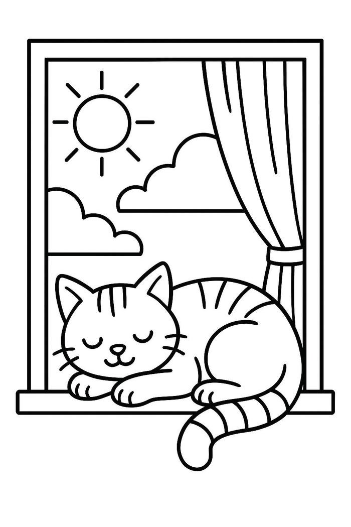 Bức hình tranh tô màu con mèo dành cho lúc thư thả
