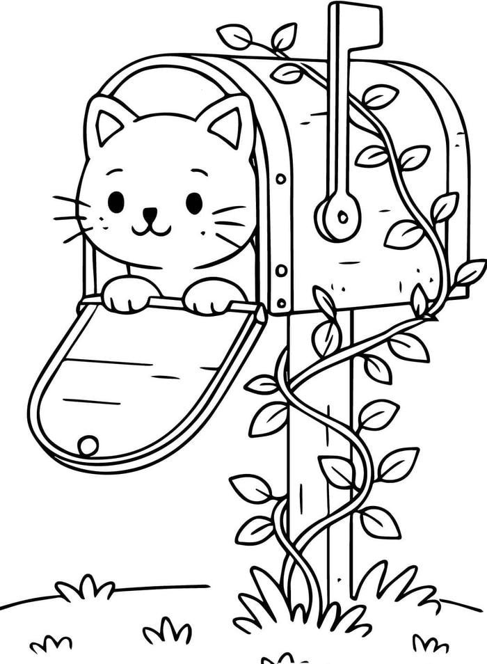 Bức hình tranh tô màu con mèo dành cho thời gian rảnh vừa phải