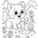 Bức hình tranh tô màu con mèo phù hợp hoàn thiện trong nhiều bước