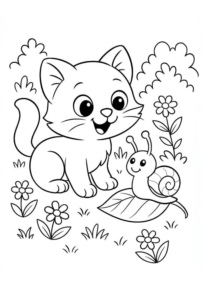 Bức hình tranh tô màu con mèo phù hợp hoàn thiện trong nhiều bước