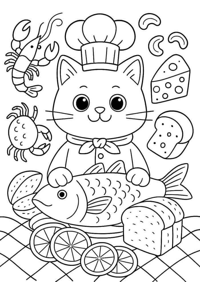 Bức hình tranh tô màu con mèo phù hợp thời gian rảnh ngắn