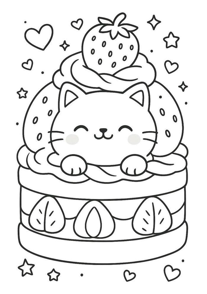 Bức hình tranh tô màu con mèo phù hợp tô từng phần