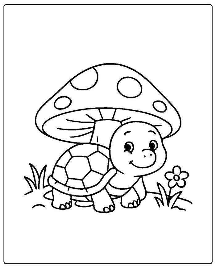 Bức hình tranh tô màu con rùa cần tô từng phần nhỏ