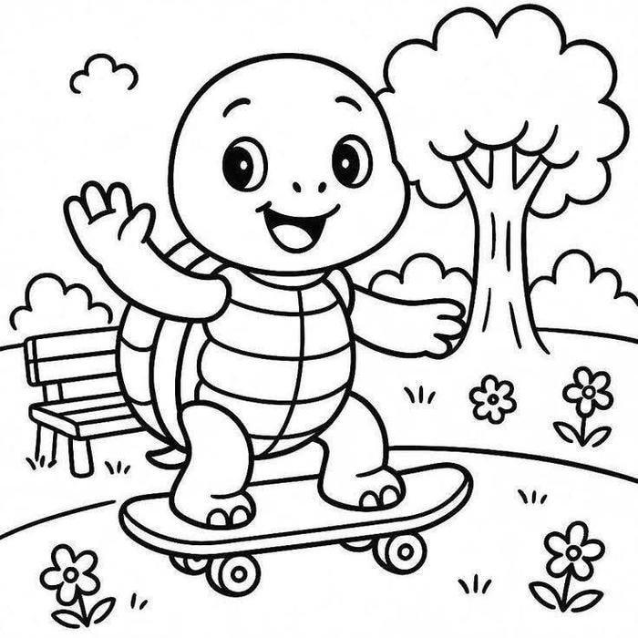 Bức hình tranh tô màu con rùa phù hợp người thích chi tiết