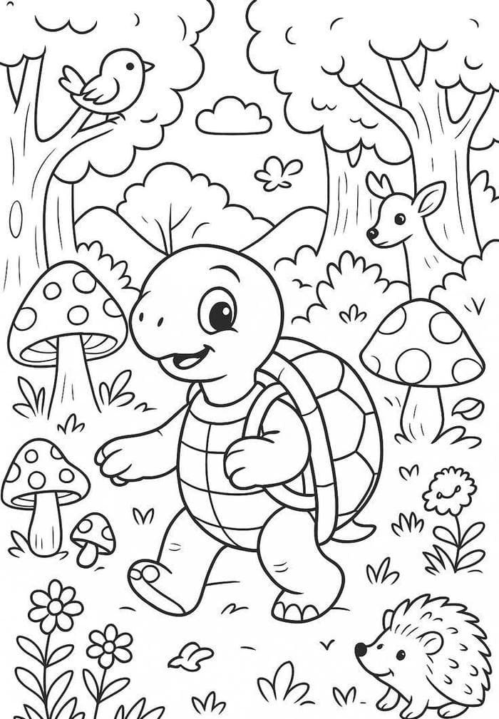 Bức hình tranh tô màu con rùa phù hợp tô cẩn thận