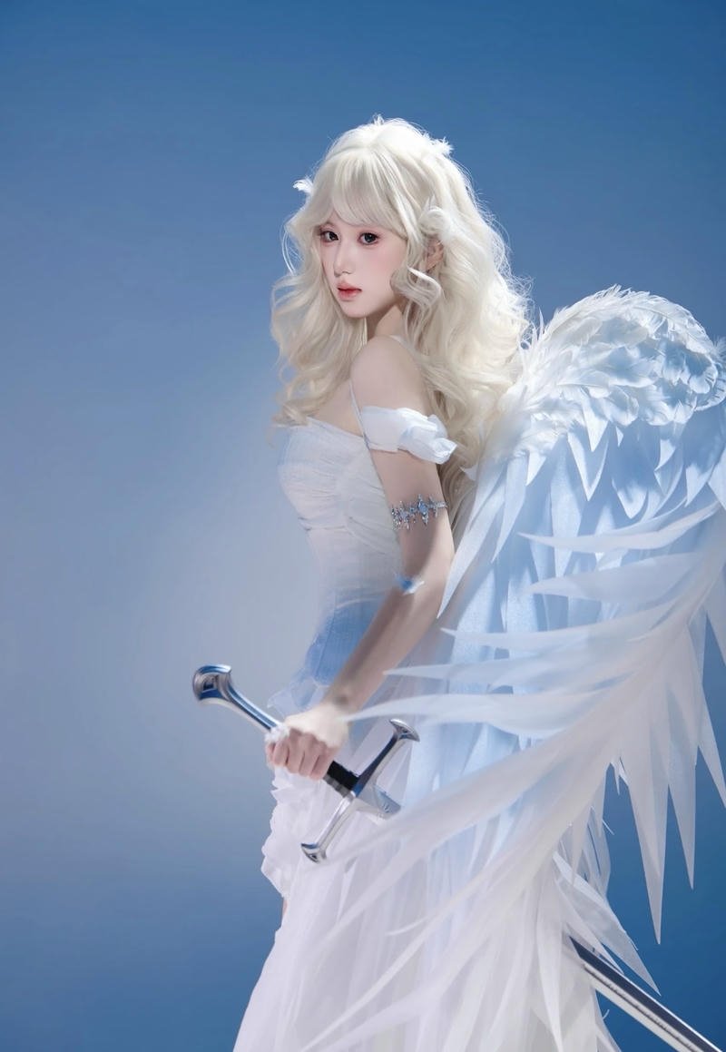 Cosplay thiên thần với dáng đứng gọn gàng