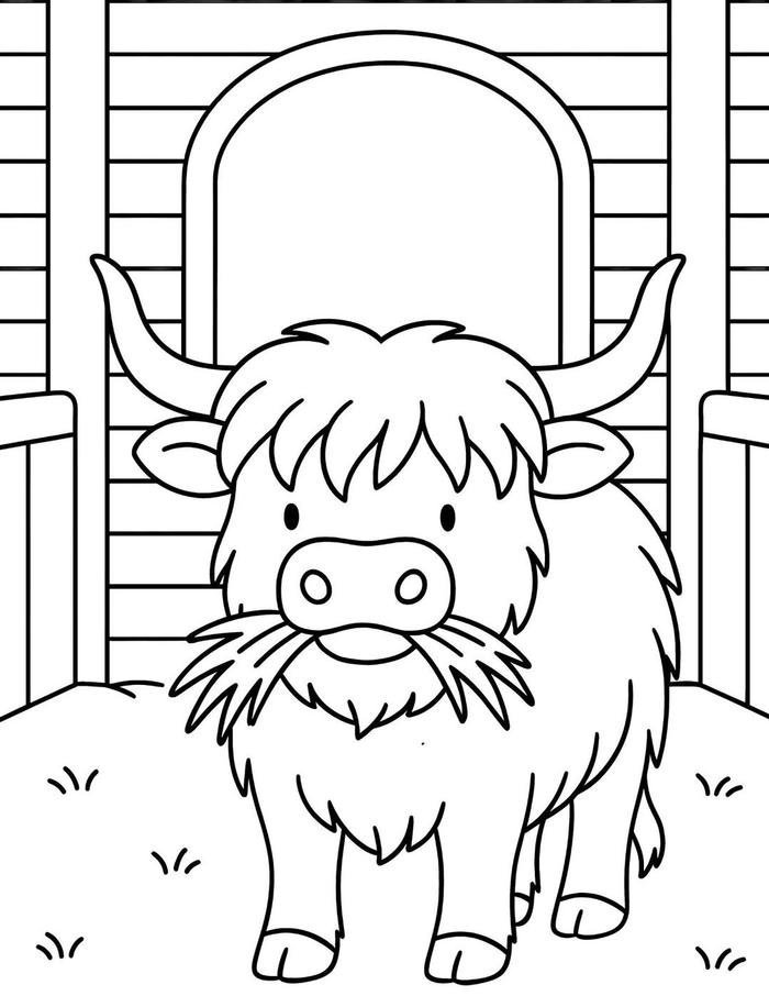 Hình ảnh tô màu con bò có hình khối đơn giản