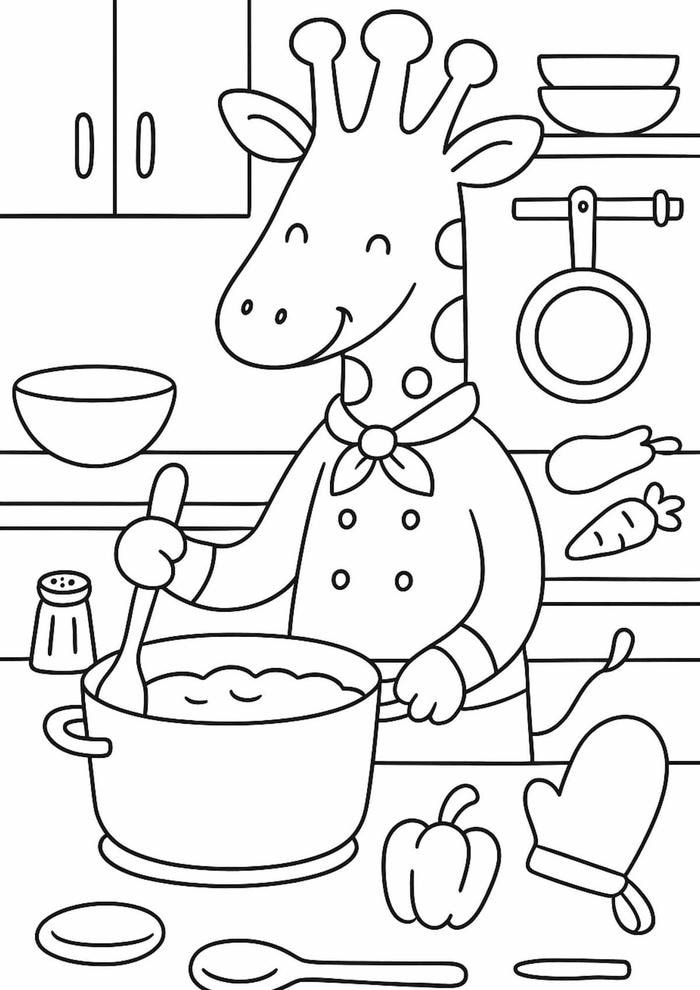 Hình ảnh tô màu hươu cao cổ cho phép chuyển màu dễ dàng