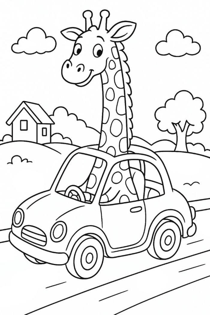 Hình ảnh tô màu hươu cao cổ cho phép phối màu theo ý thích