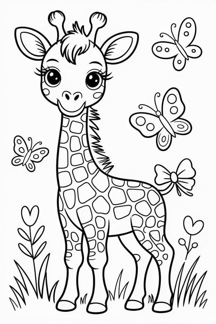 Hình ảnh tô màu hươu cao cổ cho phép thử nhiều cách phối