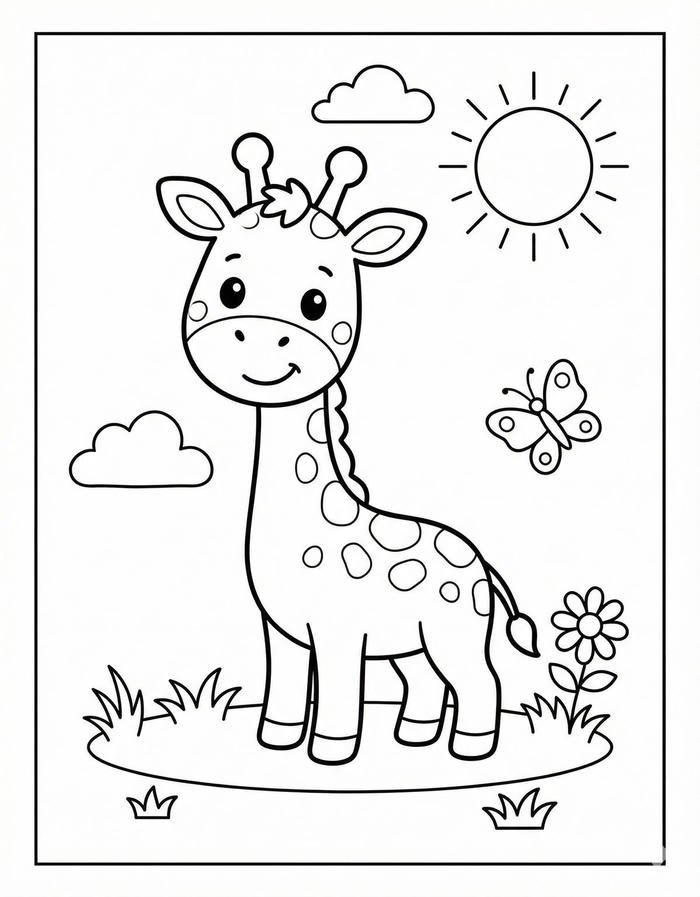 Hình ảnh tô màu hươu cao cổ cho phép tô màu mượt