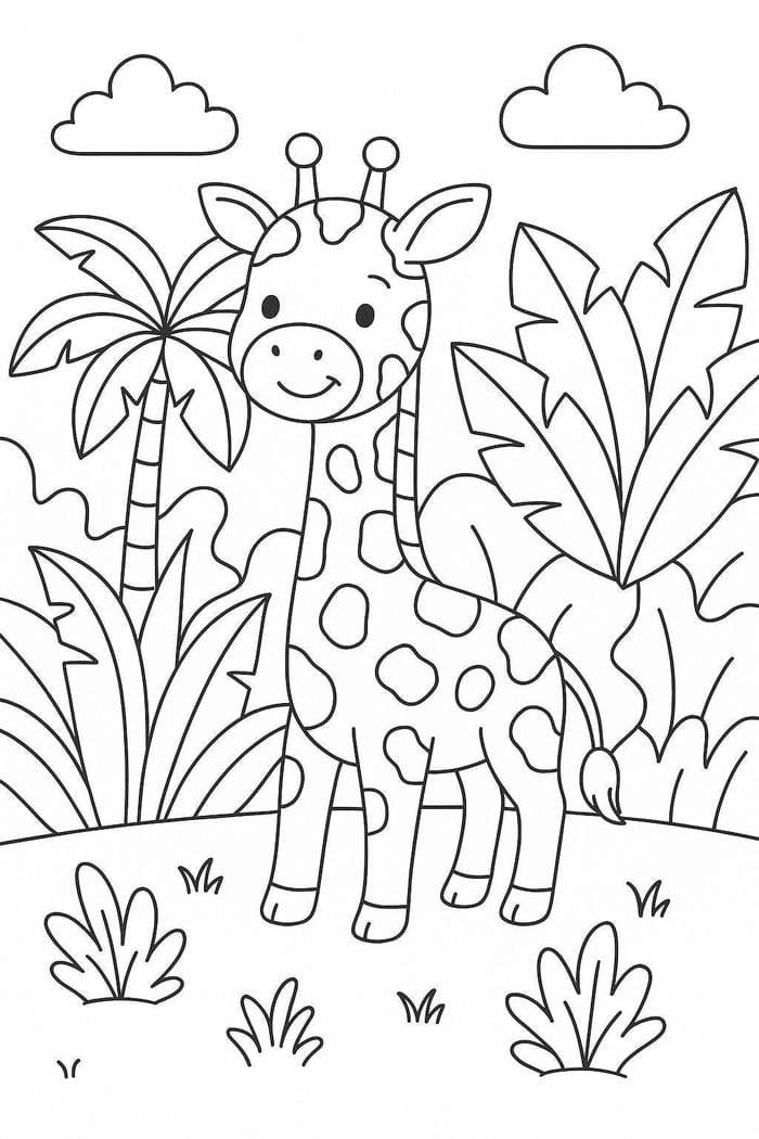 Hình ảnh tô màu hươu cao cổ giúp lựa chọn màu sắc linh hoạt