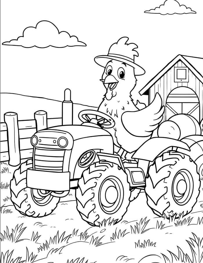 Hình ảnh tranh tô màu con gà có hình dạng lớn phù hợp trẻ mầm non