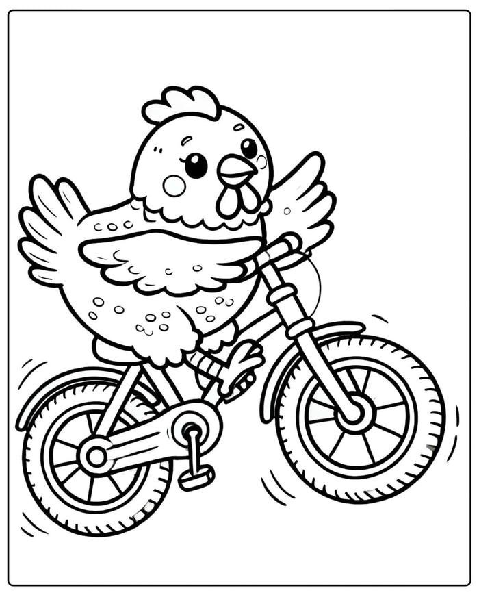 Hình ảnh tranh tô màu con gà có ít mảng nhỏ dễ tô kín