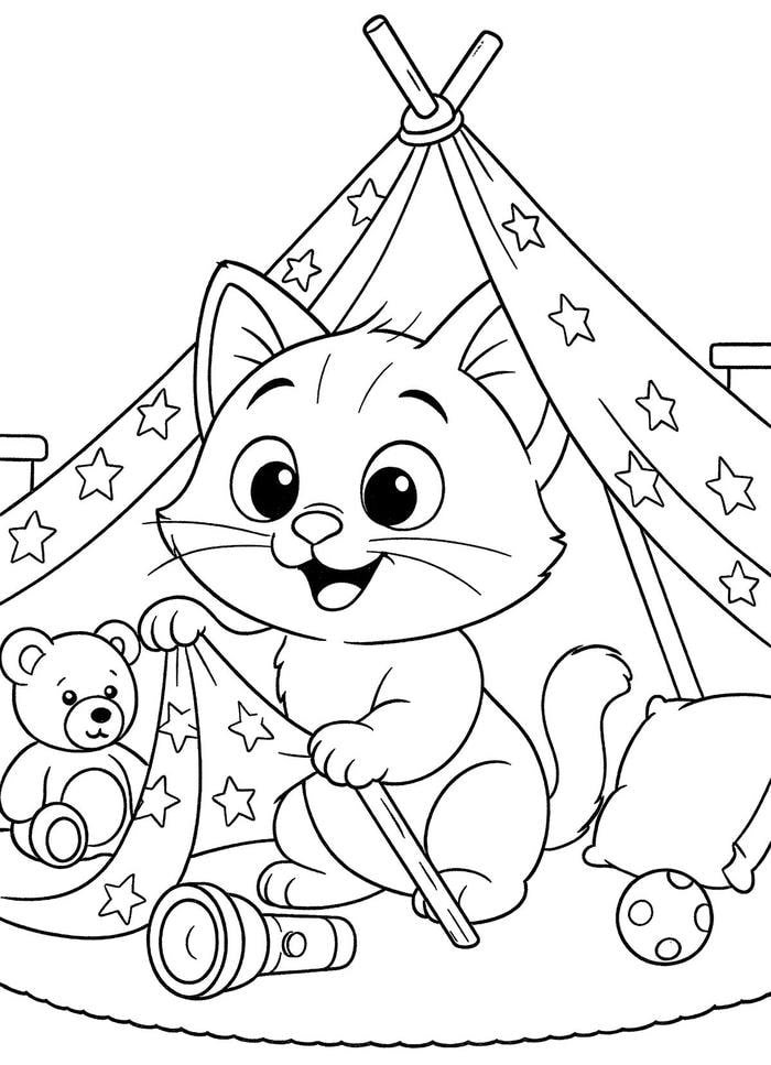 Hình ảnh tranh tô màu con mèo cần thời gian vừa đủ