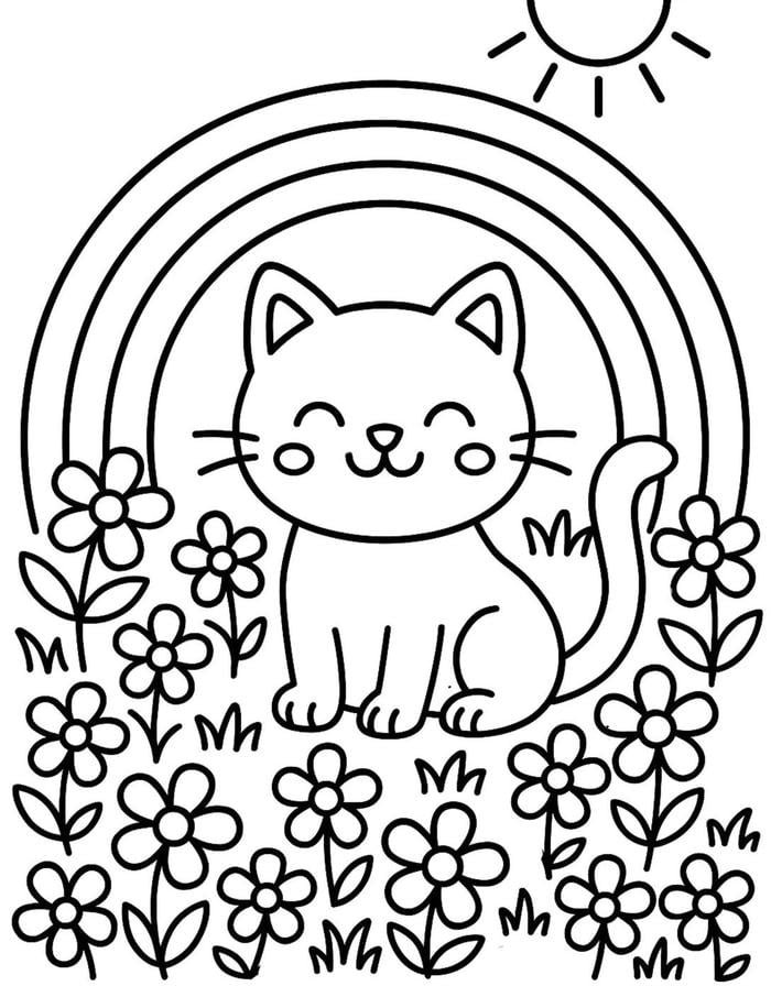 Hình ảnh tranh tô màu con mèo phù hợp cho hoạt động tô nhanh