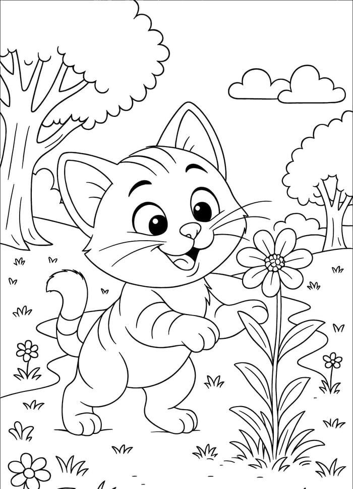 Hình ảnh tranh tô màu con mèo phù hợp cho một buổi tô ngắn