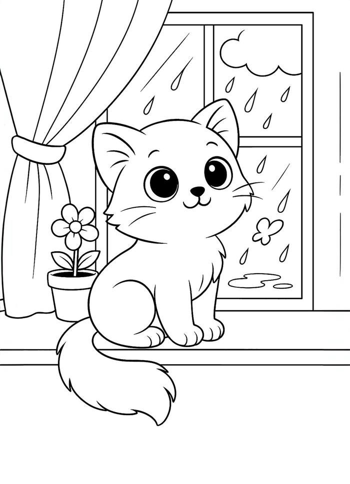 Hình ảnh tranh tô màu con mèo phù hợp cho tô chậm rãi