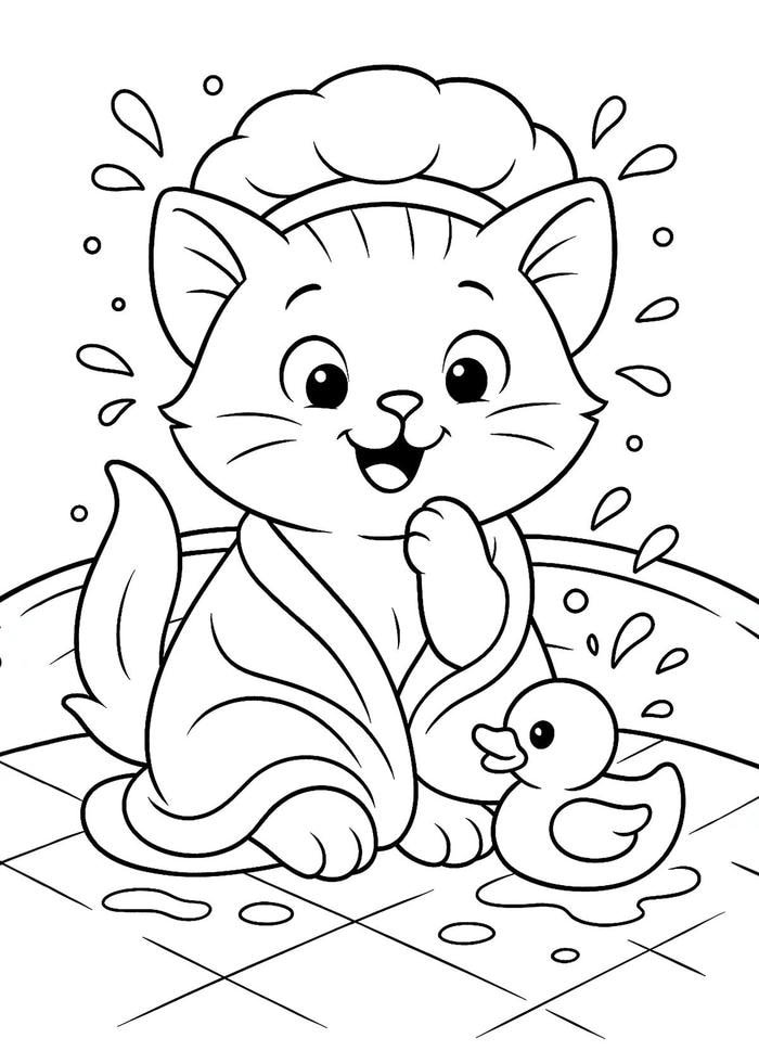 Hình ảnh tranh tô màu con mèo phù hợp cho tô chậm