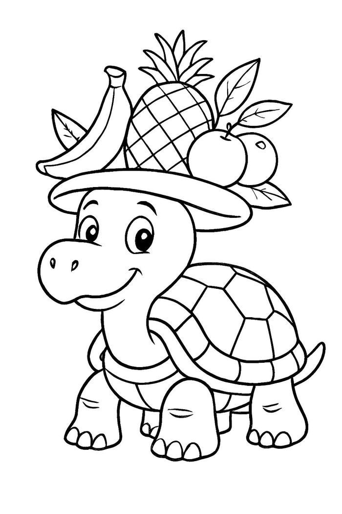 Hình ảnh tranh tô màu con rùa có hình dáng rõ ràng