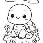 Hình ảnh tranh tô màu con rùa thể hiện rõ từng bộ phận