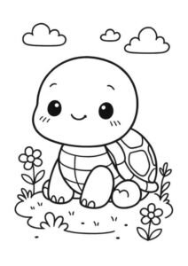 Hình ảnh tranh tô màu con rùa thể hiện rõ từng bộ phận