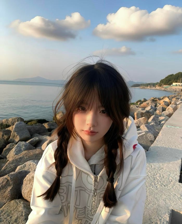 Hình gái xinh 2k9 biểu cảm nhẹ nhàng làm tổng thể hài hòa