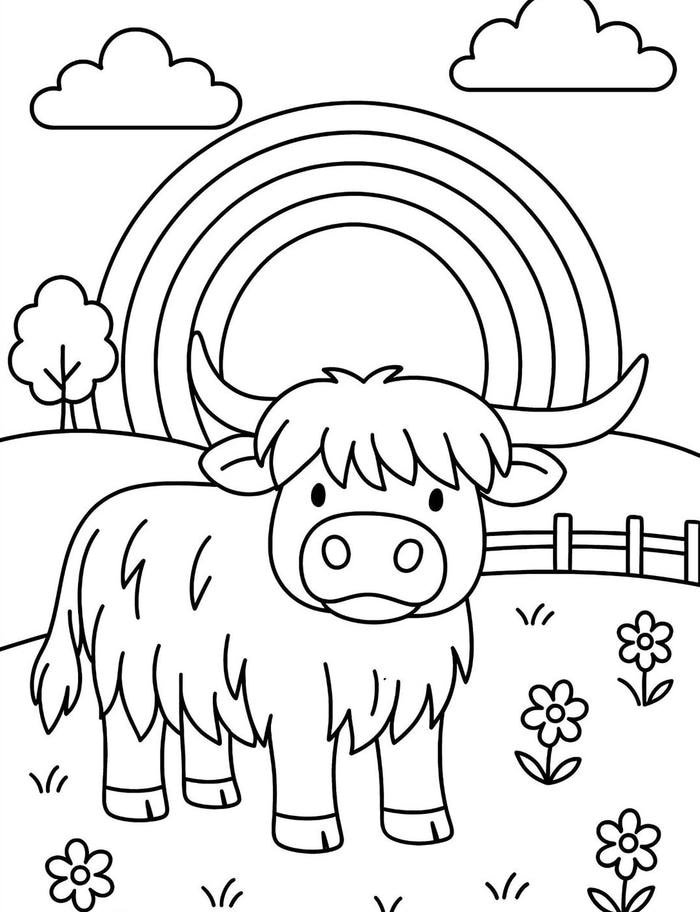 Hình tô màu con bò có tỷ lệ hình cân bằng