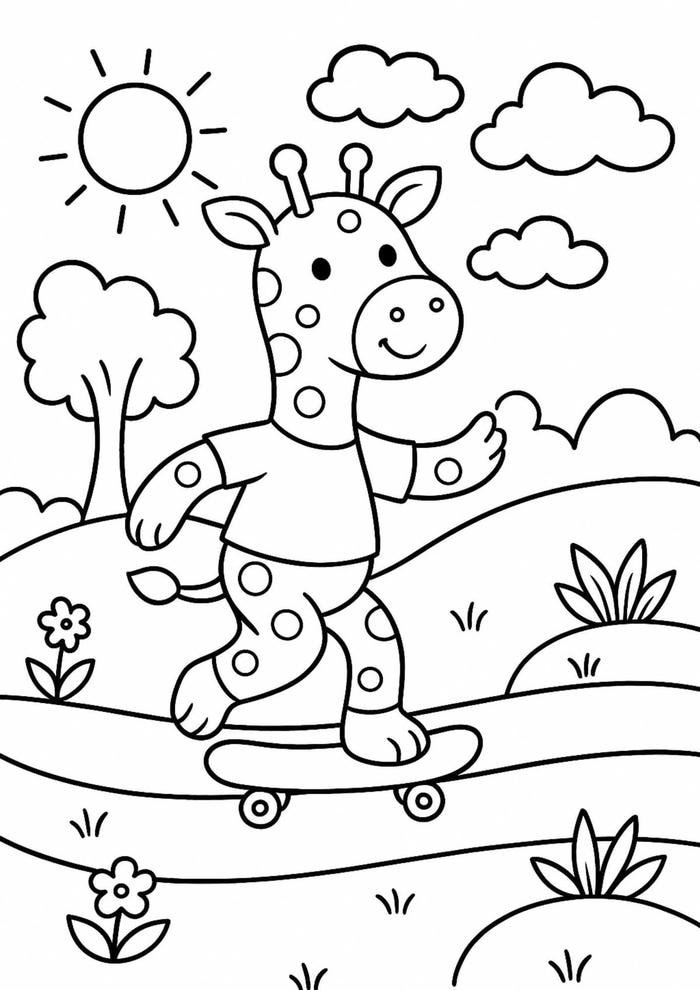 Hình tô màu hươu cao cổ có khoảng trống vừa phải