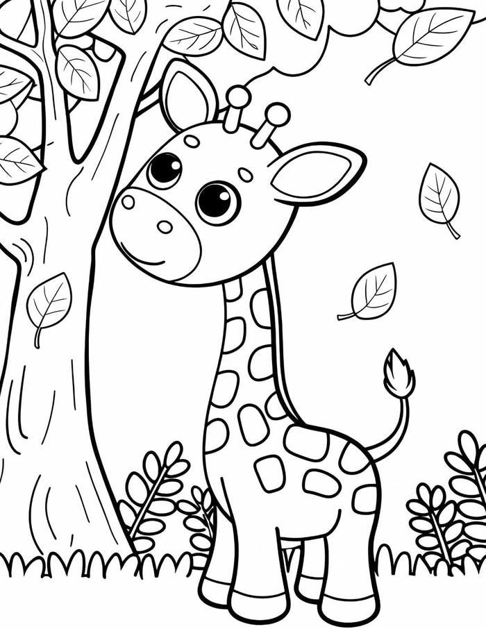 Hình tô màu hươu cao cổ có không gian trống rộng rãi