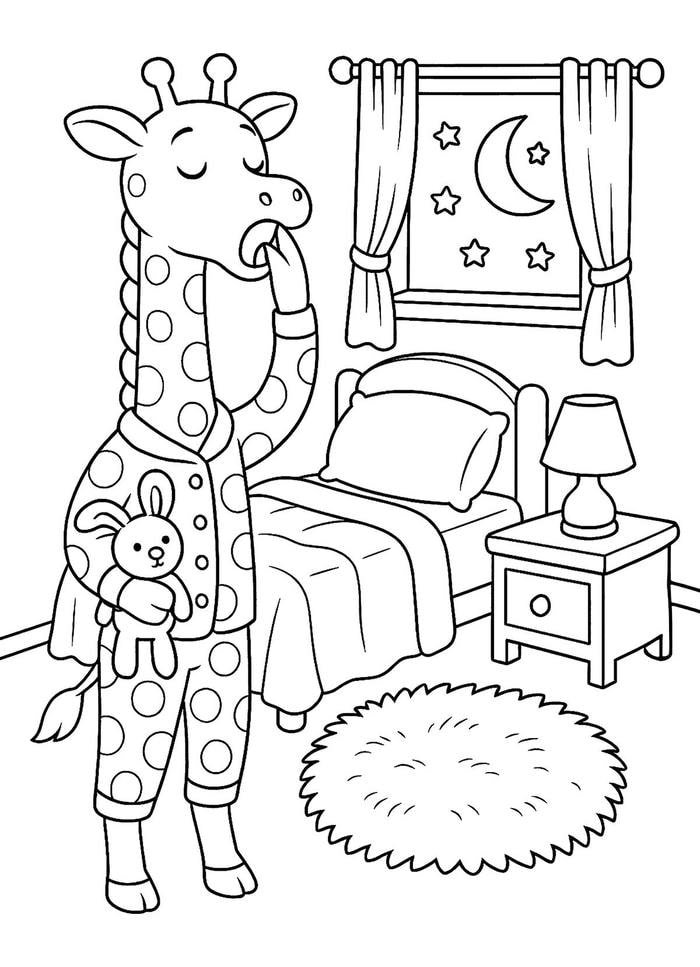 Hình tô màu hươu cao cổ có mảng trống dễ kiểm soát