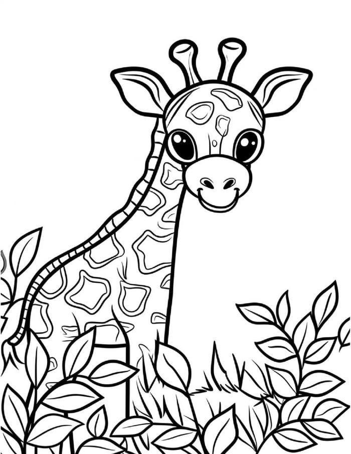 Hình tô màu hươu cao cổ có vùng tô rõ rệt