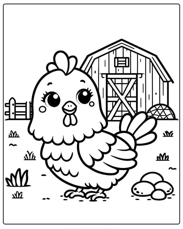 Hình tranh tô màu con gà đòi hỏi khả năng kiểm soát màu