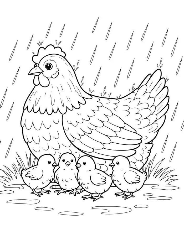 Hình tranh tô màu con gà với mức độ thử thách cao hơn