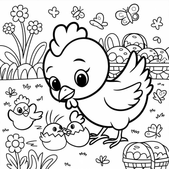 Hình tranh tô màu con gà yêu cầu sự cẩn thận cao hơn