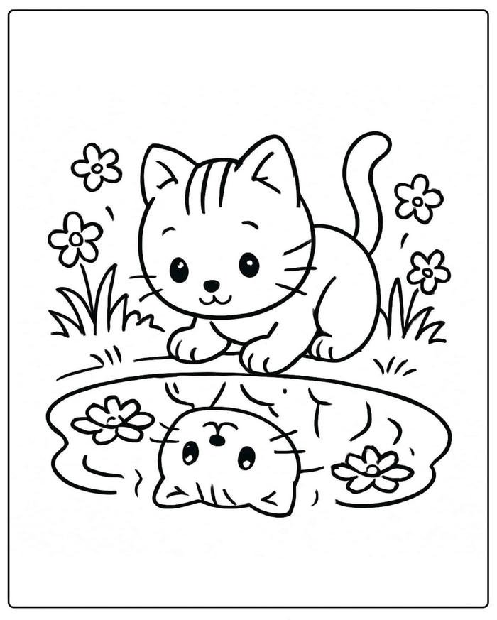 Hình tranh tô màu con mèo dành cho lúc rảnh dài