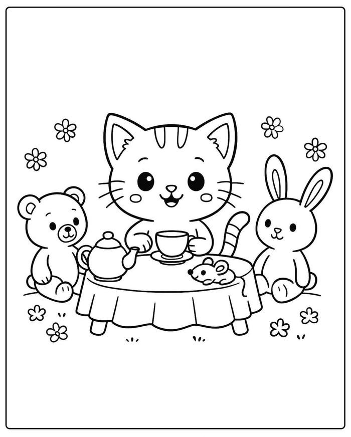 Hình tranh tô màu con mèo hoàn thành sau thời gian dài hơn